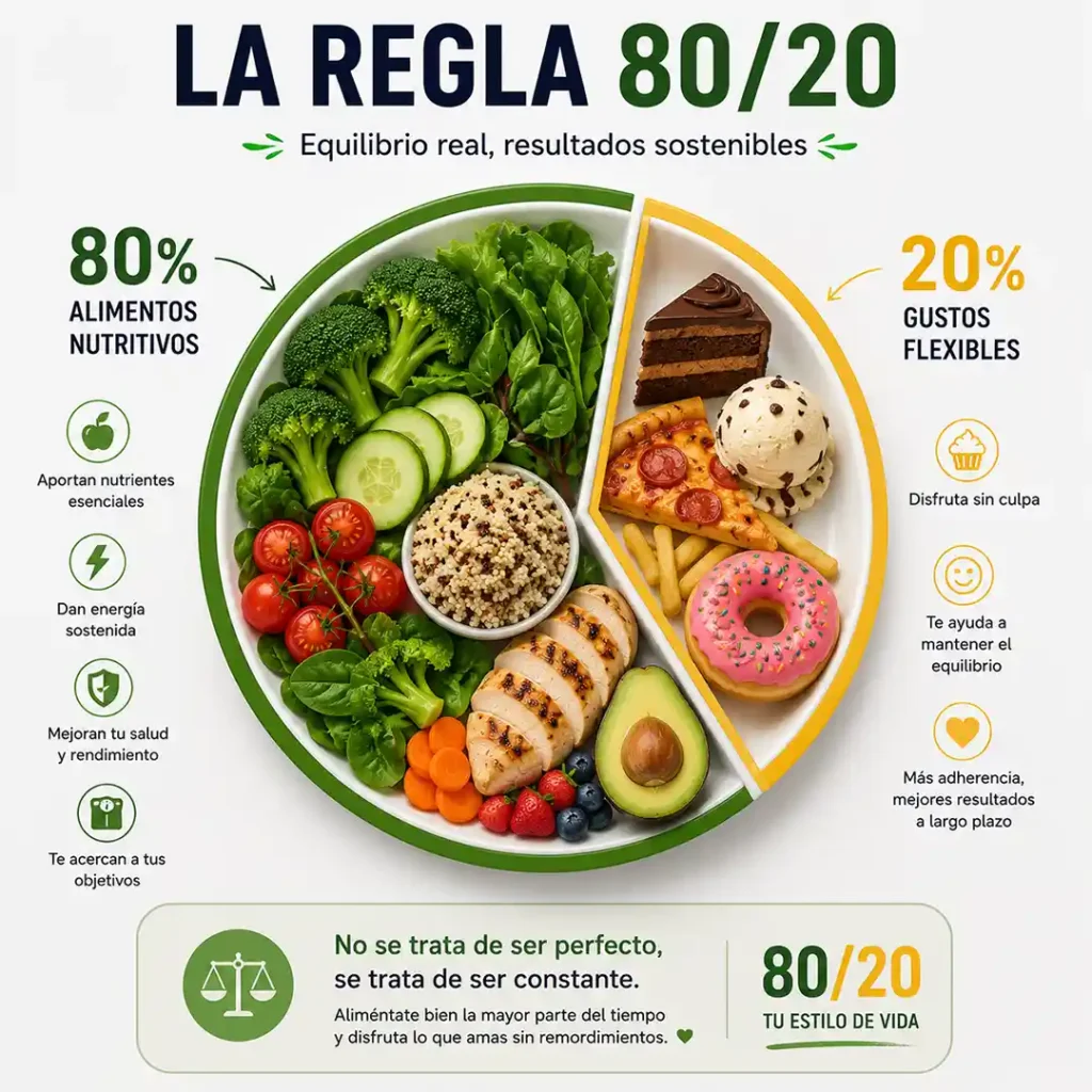 Regla 80 20 para hacer déficit calórico flexible