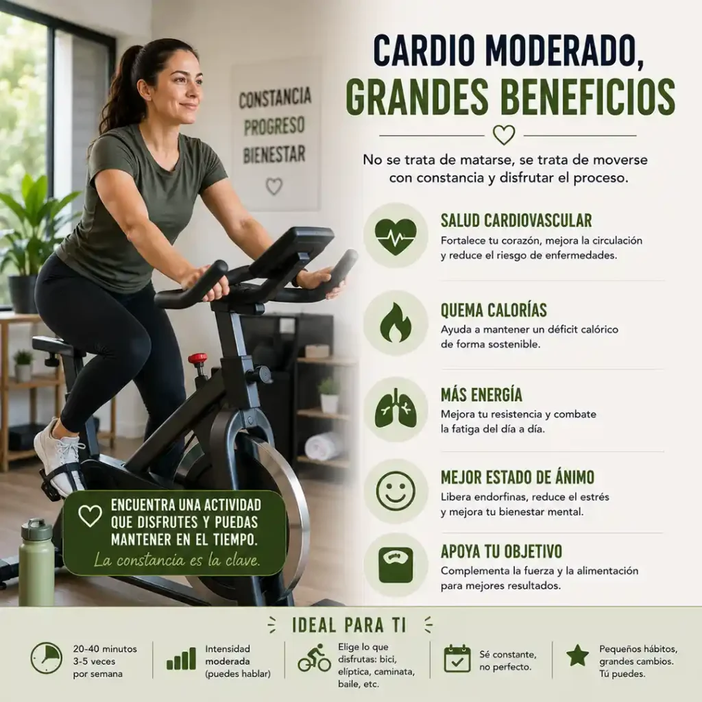 Cardio moderado como parte del ejercicio físico sin agotarte ni entrenar por castigo