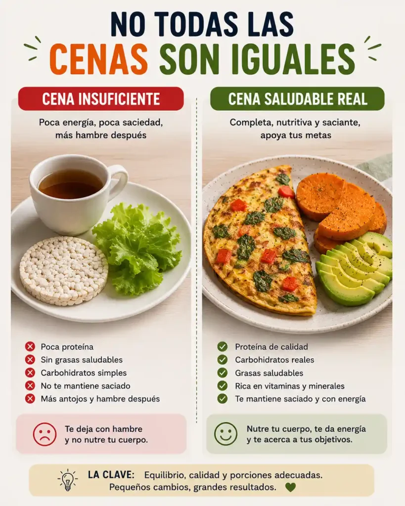 Cena saludable no significa comer poco ni cenar solo té galletas o lechuga
