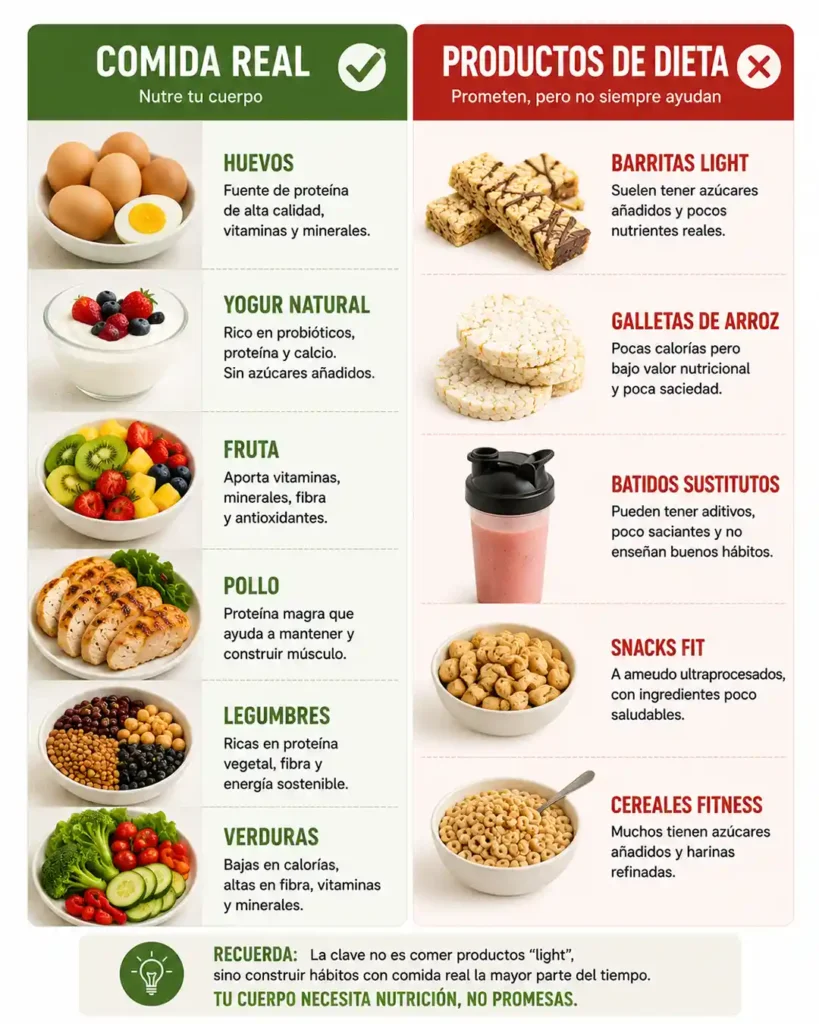 Comida real frente a productos light para bajar de peso