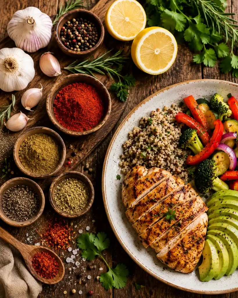 Cómo preparar comida saludable con sabor usando especias hierbas ajo limón y paprika