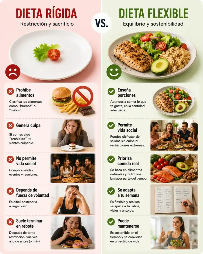 Diferencia entre dieta rígida y dieta flexible para bajar de peso