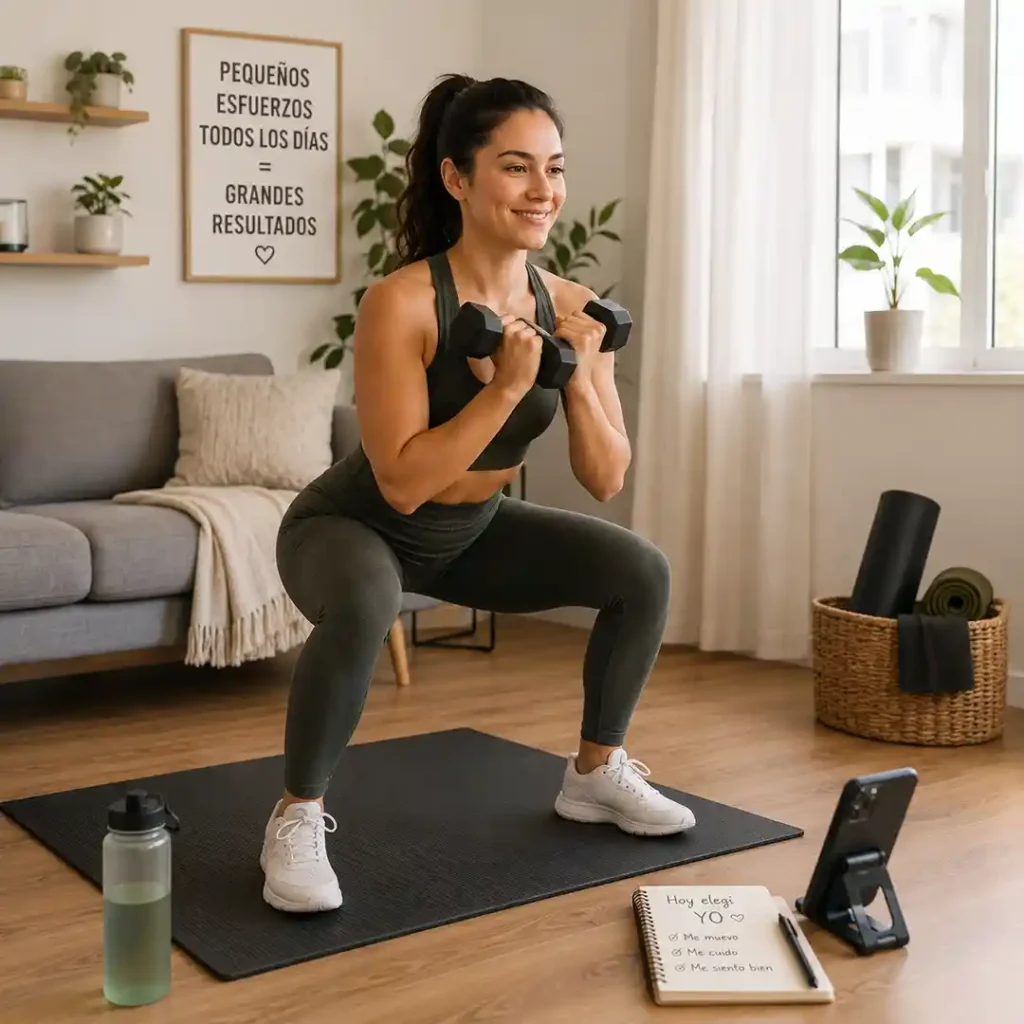 Ejercicios en casa para bajar de peso combinando fuerza cardio moderado y constancia