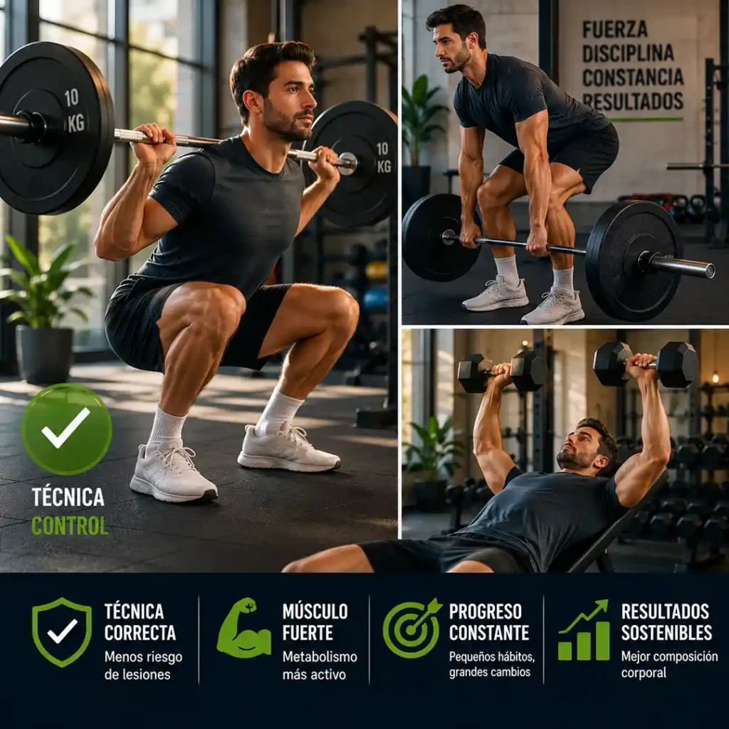 Entrenamiento de fuerza para mantener músculo mientras pierdes grasa
