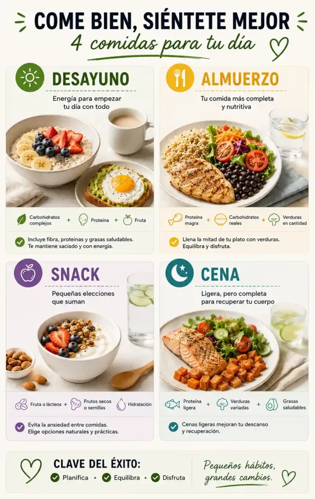 Ejemplo de menú saludable para un día completo