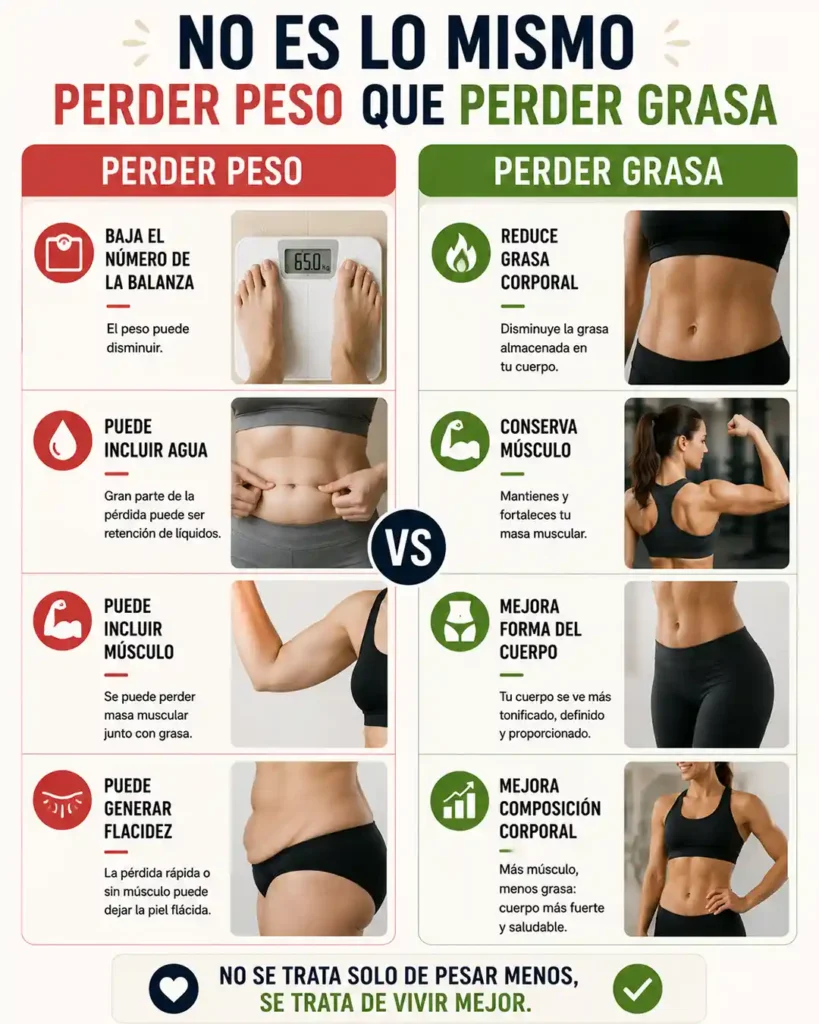 Diferencia entre perder peso y perder grasa sin perder músculo