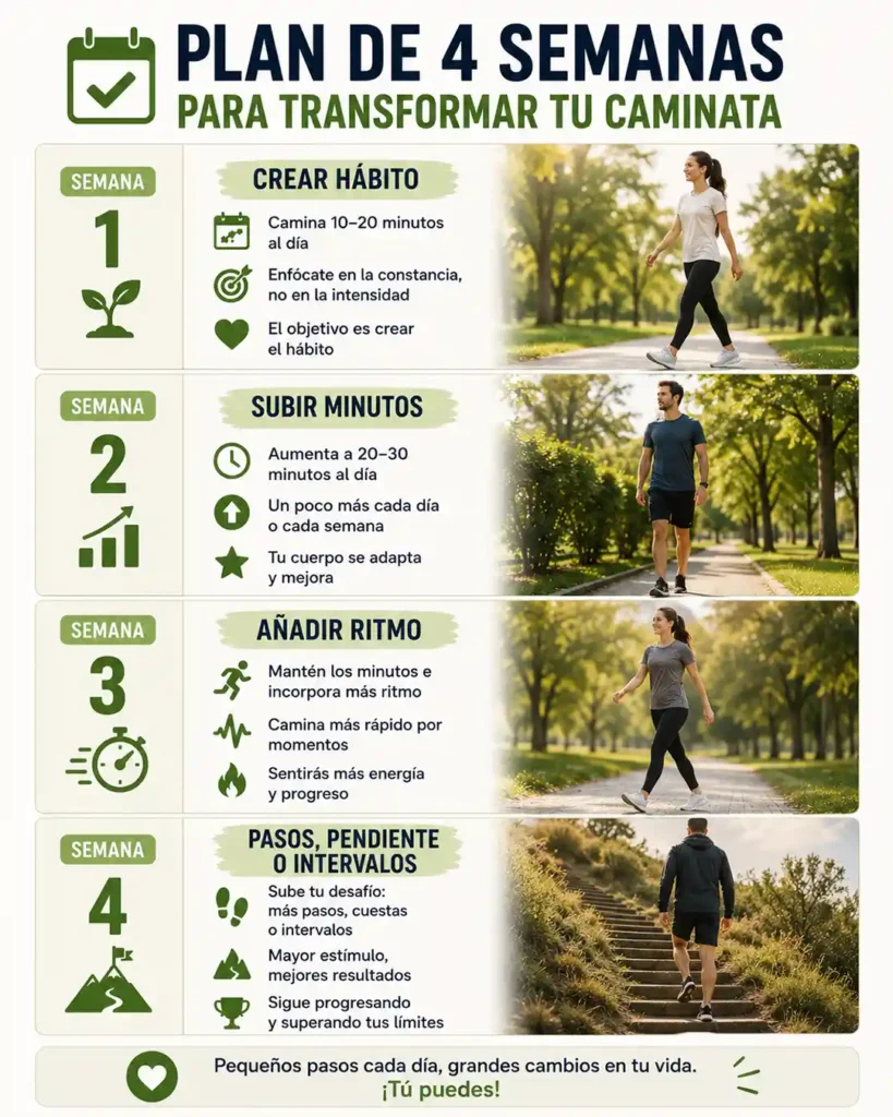 Plan de caminata de 4 semanas para bajar de peso