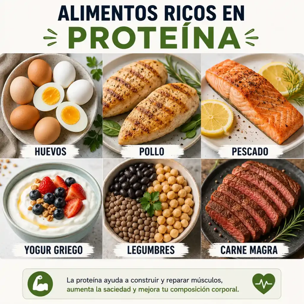 Alimentos con proteína para conservar músculo al perder grasa