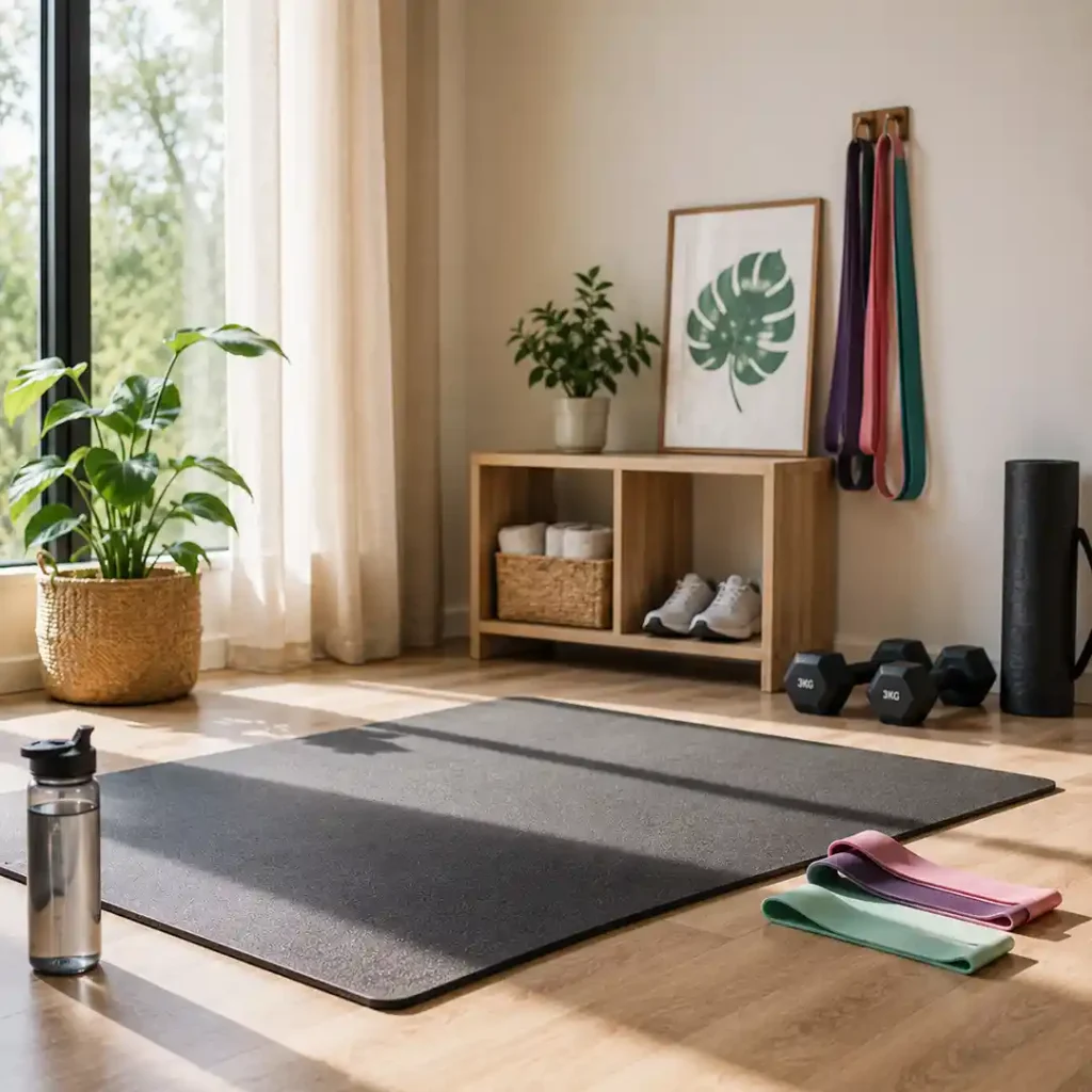 Qué necesitas para hacer ejercicios en casa con mat bandas mancuernas agua y espacio pequeño