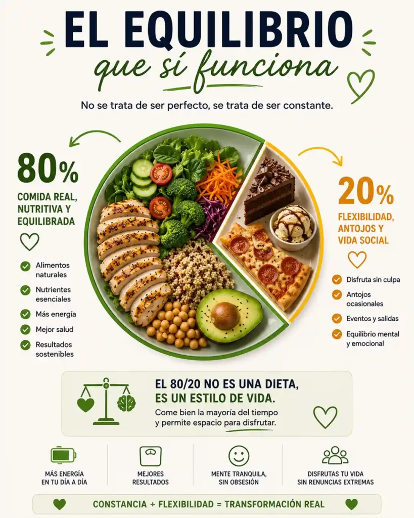 Regla 80 20 para comer saludable sin ansiedad ni culpa