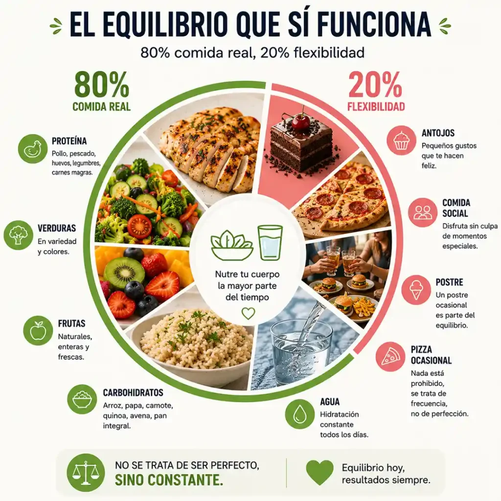 Regla 80 20 para una dieta flexible para bajar de peso